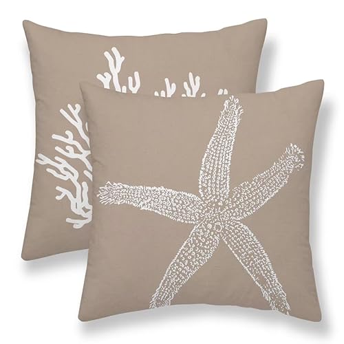 Coastal Pillow Covers 18 x 18 Inch Set of 2,