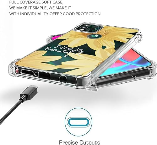 Miniatura 6 de Osophter Funda para Moto G Stylus 5G con 2 protectores de pantalla floral para niñas y mujeres, funda de goma TPU flexible de absorción de golpes