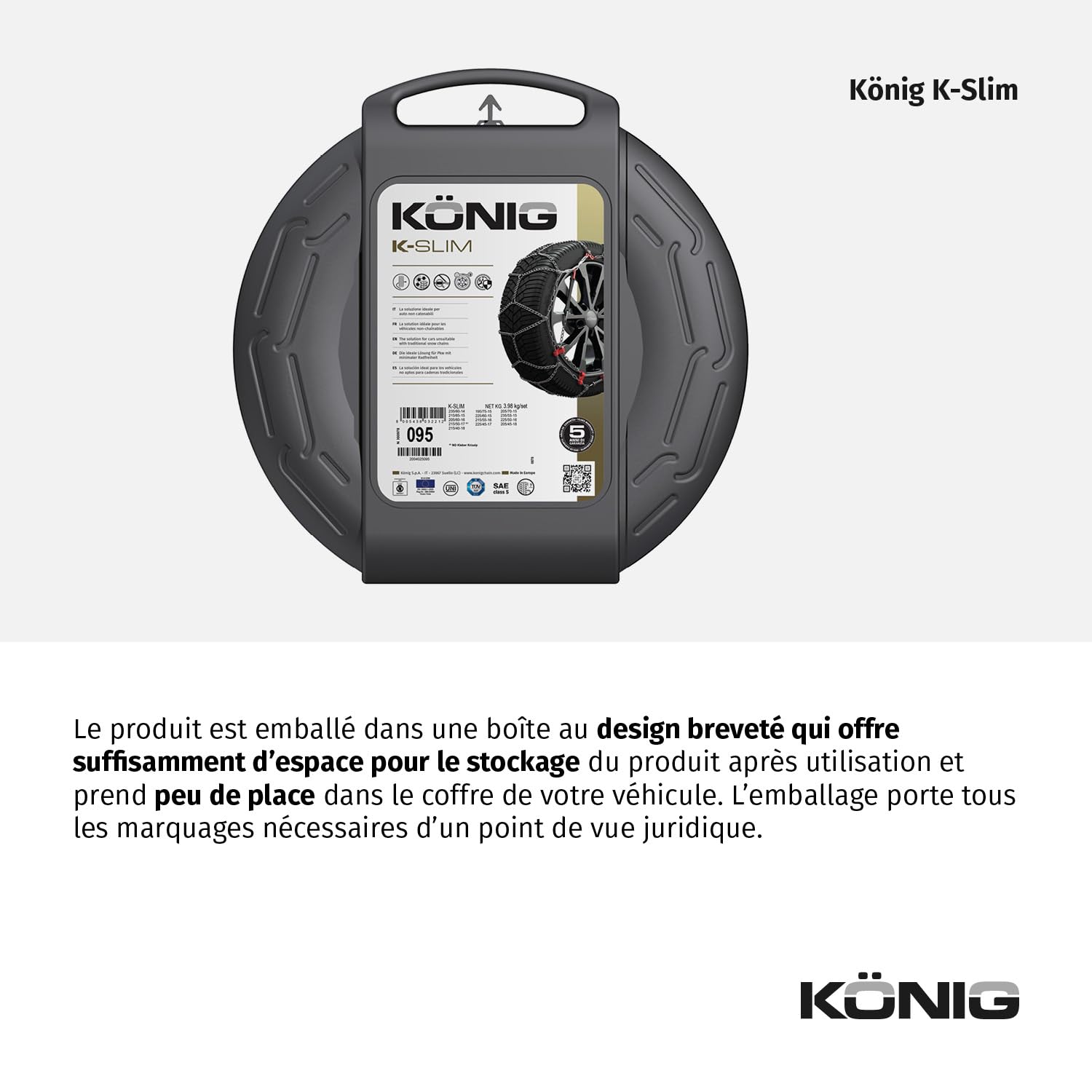 KÖNIG K-Slim 100 - Chaînes à Neige, Set de 2