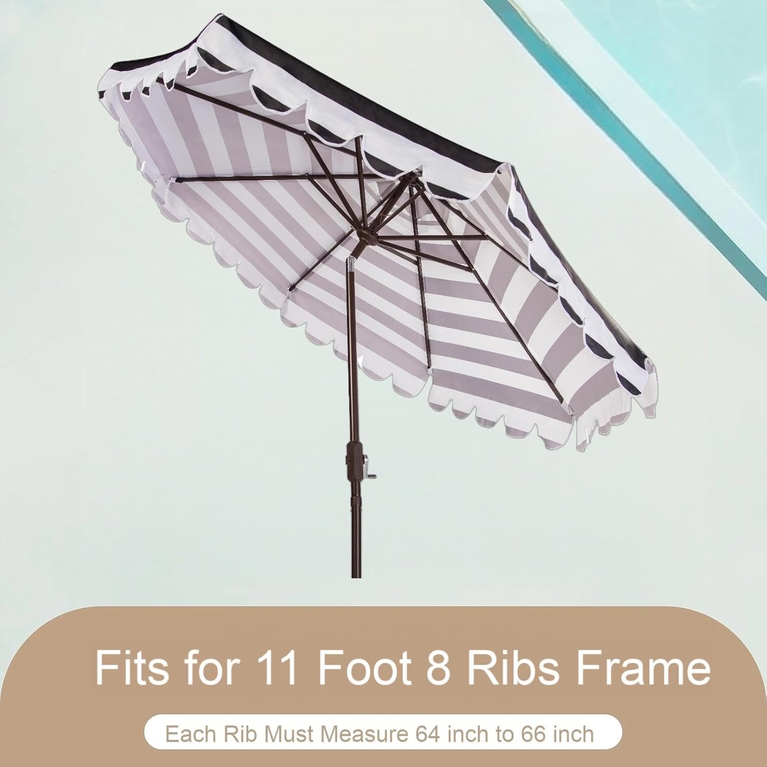 Replacement Umbrella Canopy for 11ft 8 Rib Outdoor Patio, Hanging Market Outdoor Patio Shades Ribs Length 64" to 66" (Canopy Only)