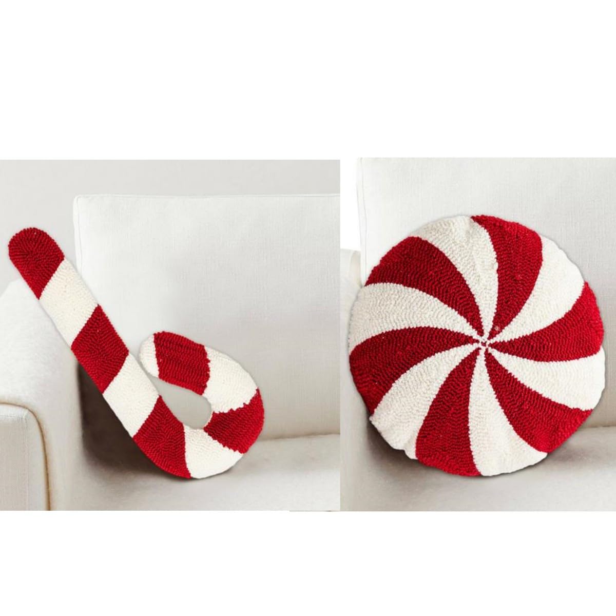 [1/2/3 Piezas Almohada De Bastón De Caramelo De Dulces Rojos Y | Blancos, Decoraciones Navideñas De Bastones De Caramelo, Cojines Y Mantas Navideñas, Peluche De Dulces De Menta para Dormitor