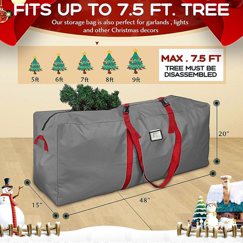 165 x 38 x 76 cm, bolsa de almacenamiento para árbol de Navidad artificial de hasta 7,5 ft/2,28 m, funda impermeable para árbol de Navidad, funda Oxford para árbol de Navidad, color rojo