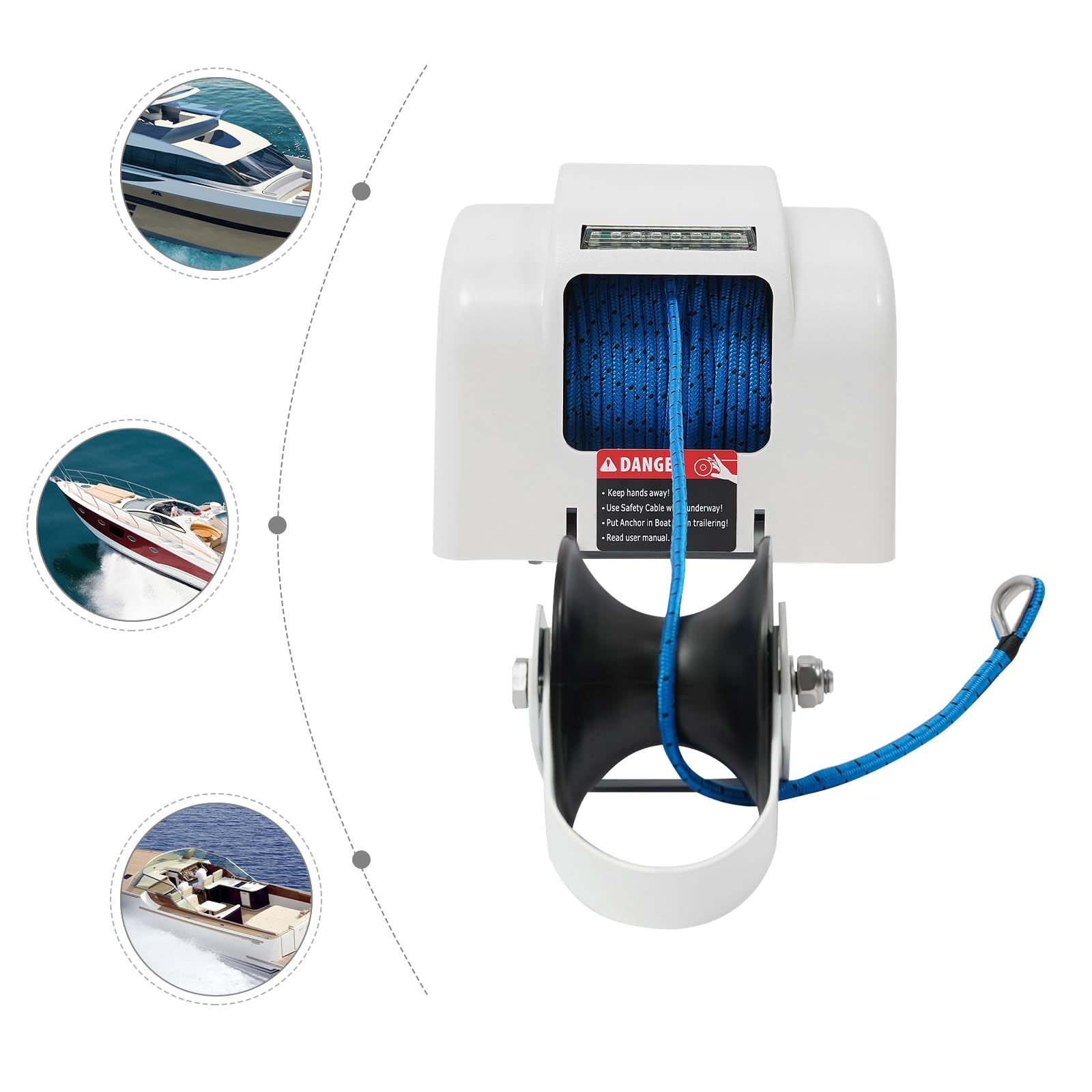 Elektrische Ankerwinde 45LBS 12V Salzwasser Anker Seilwinde Winde mit Fernbedienung, Marine Salzwasser für Salzwasserboote
