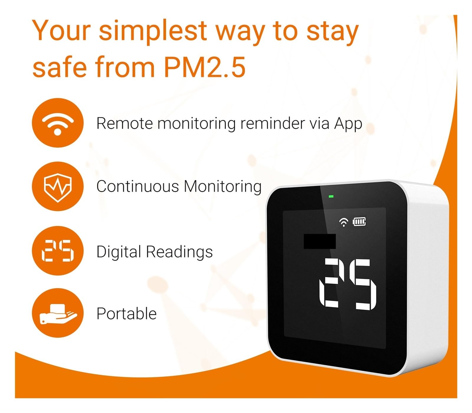 Misuratore di monitoraggio a qualità 'aria for rilevatore formaldeide PM2.5 TVOC HCHO Registrazione dati in tempo reale,Alta Precisione