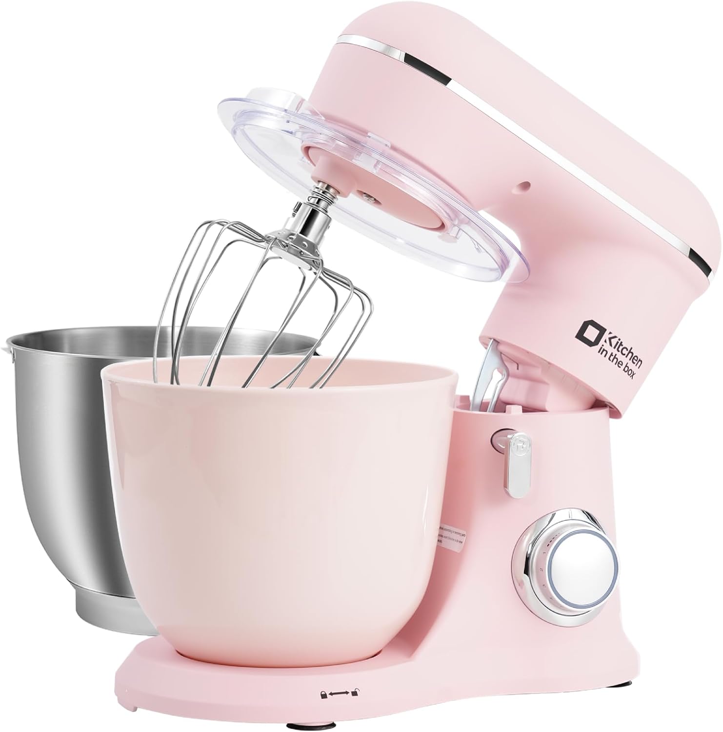 Kitchen in the box Impastatrice Planetaria，2 Ciotole 4,5 L+5 L Planetaria Professionale, 10 Velocità con Uncino Impastatore, Mescolatore, Frusta Sbattitric, 1300W (Rosa Chiaro)
