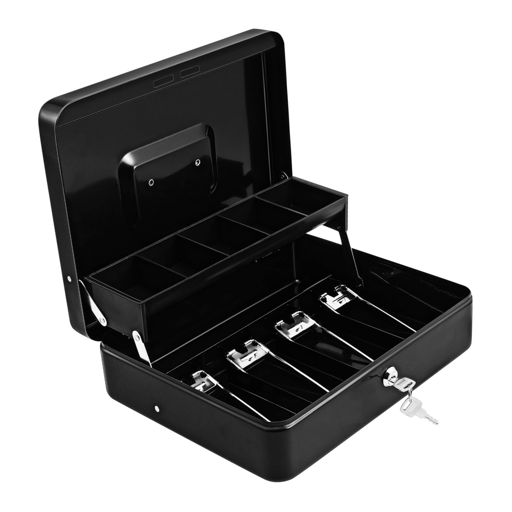 DOITOOL Caja Registradora De Metal Con Cerradura y Llaves Organizador De Dinero Para Caja De Seguridad Pequeña Bandeja Para Dinero Para Pequeñas y Doméstico