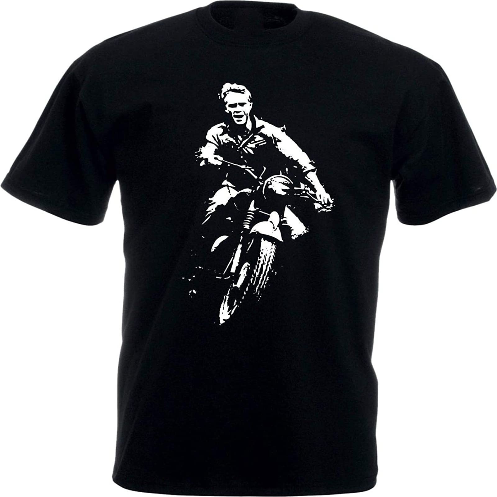 Steve McQueen The Great Escape T-Shirt Brit Film Mens Fashion T-Shirt Black