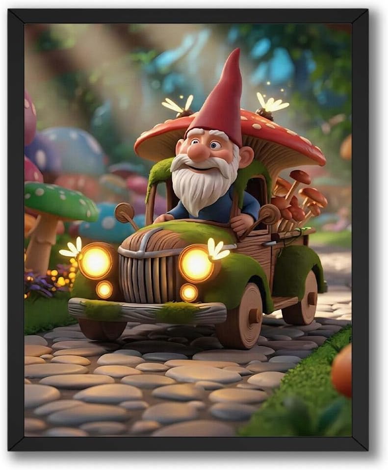 InkFlow Posters Gnome Poster - Whimsical Art Print - Fun Wall Decor for Garden, Living Room, or Bedroom - Perfect for Gnome Enthusiasts - 16x20 Unframed Canvas Print