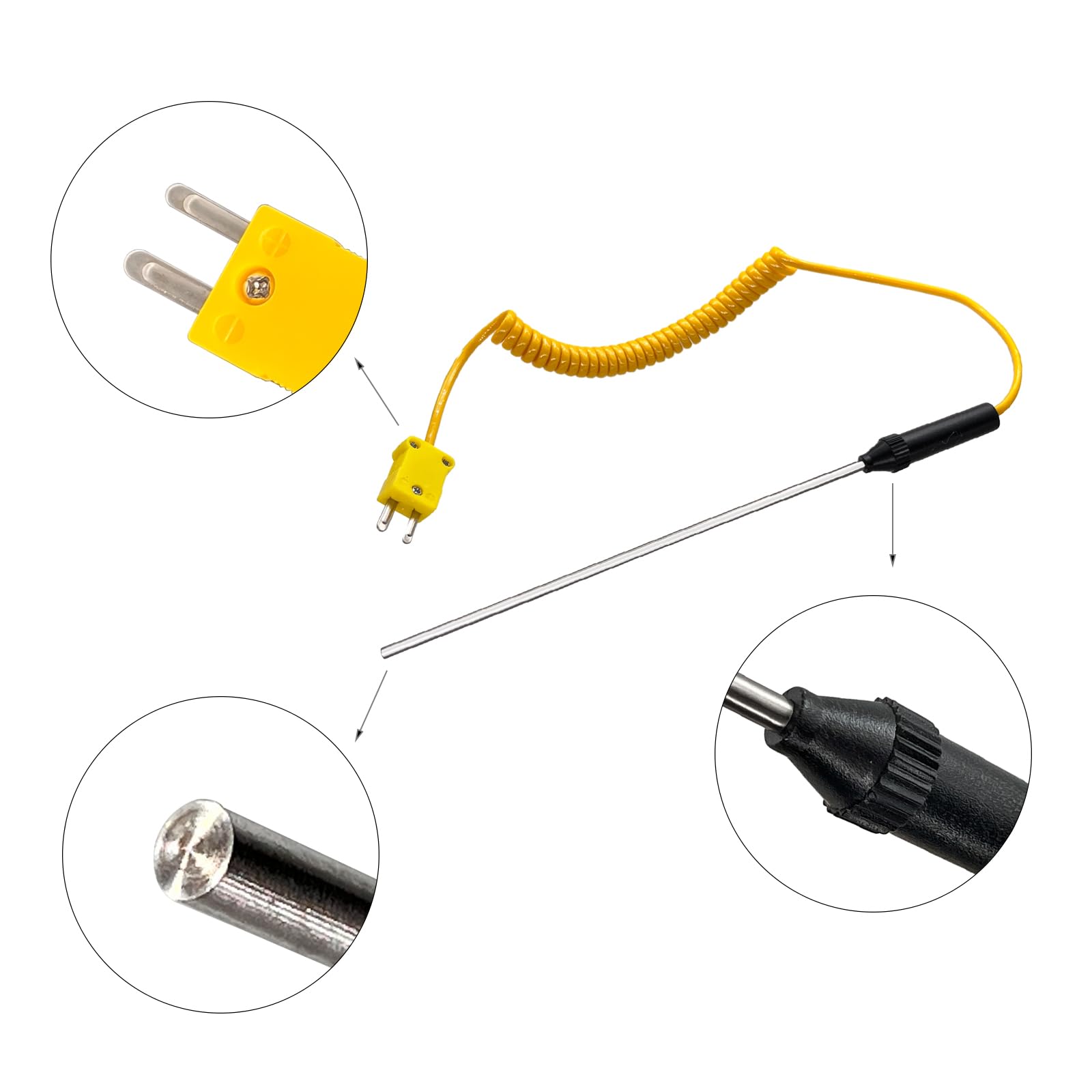 Yunsailing 8-Pack K-Type Thermocouple Probes - Fast-Response Temp Sensors For Meters (0-500°C Range)