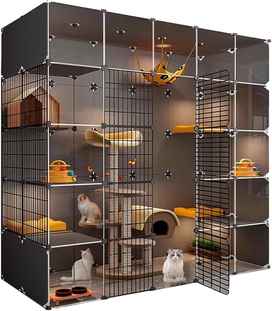 Gabbia per Gatti, Gabbia Trasparente per Interni con Design a Doppio Strato, Facile da Montare, Ideale per Piccoli Animali, spaziosa e sicura, Perfetta per Gattini e Piccoli Animali Domestic