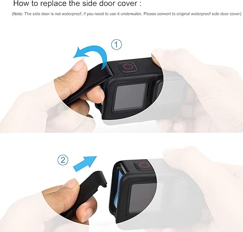 Miniatura 8 de SOONSUN Cubierta de puerta lateral de aluminio para GoPro Hero 9 10 11 12 13 Negro USB Pass-Through Battery Door Cover para Go Pro HERO9 HERO10