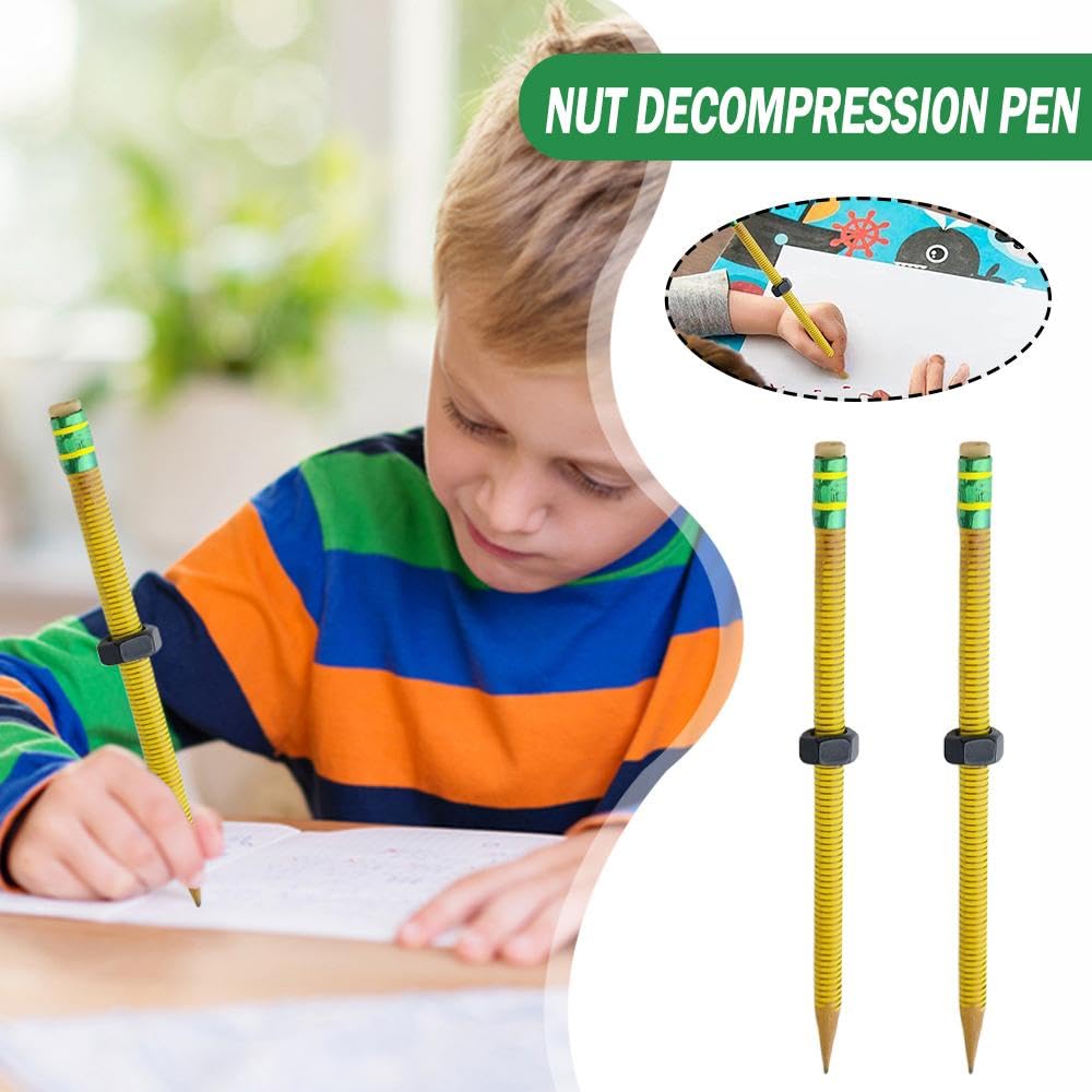 Gomme Anti Stress Lot De 2 Crayons TDAH – Crayon Fileté Pour Le TDAH Et