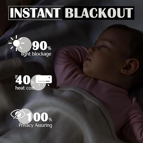 Miniatura 4 de Vangao Cortinas de lino sintético 90% opacas para dormitorio, con aislamiento térmico, cortinas y cortinas de oscurecimiento de la habitación para