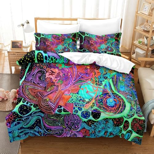 Housse de couette 140x200 microfibre respirante et douce 3D - 3