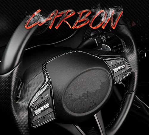 Miniatura 2 de Cnaurda Cubierta de panel de botón de volante estilo fibra de carbono, marco de botón de ajuste interior, adhesivo protector compatible con