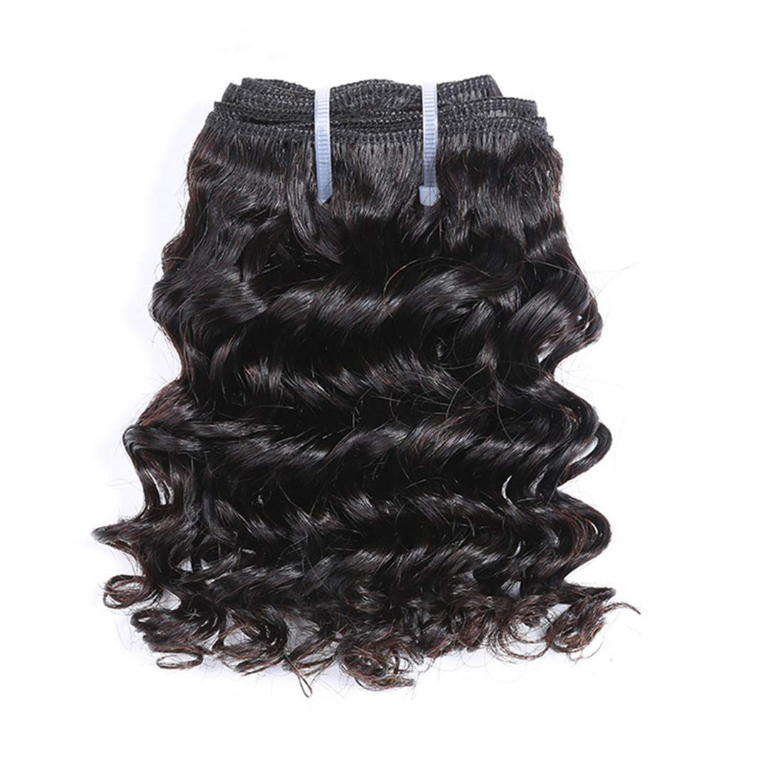 Aiokrtse Peruvian Virgin Hair Deep Wave Human Hair Weave Bundles 3 Pieces 6 Inch Weave with 1 Small Closure Natural Black Color 119 Grams - Image 3