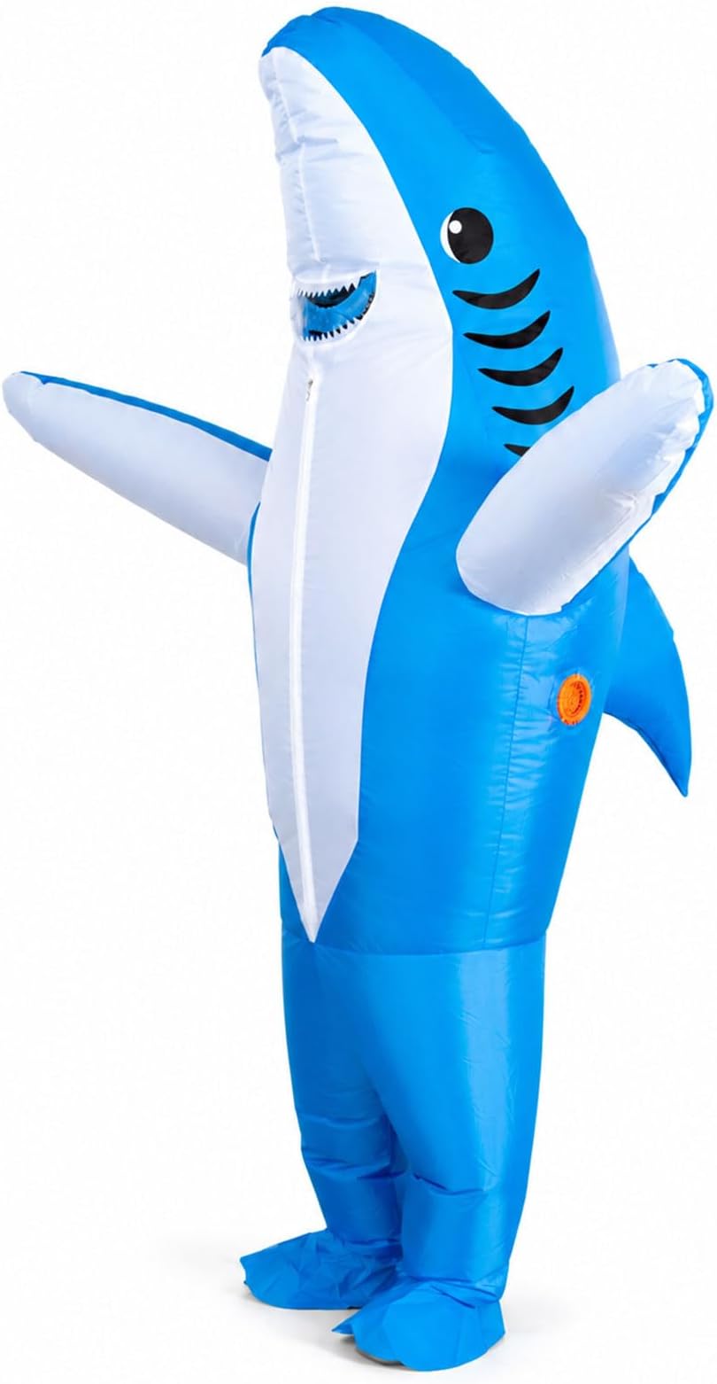 Halloween Inflatable Shark Costume Adult, Blow Up Suit Funny Party