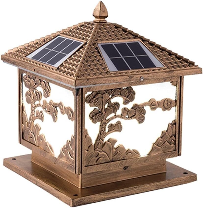 Lampe à colonne solaire pour éclairer un jardin sombre sans fils électriques