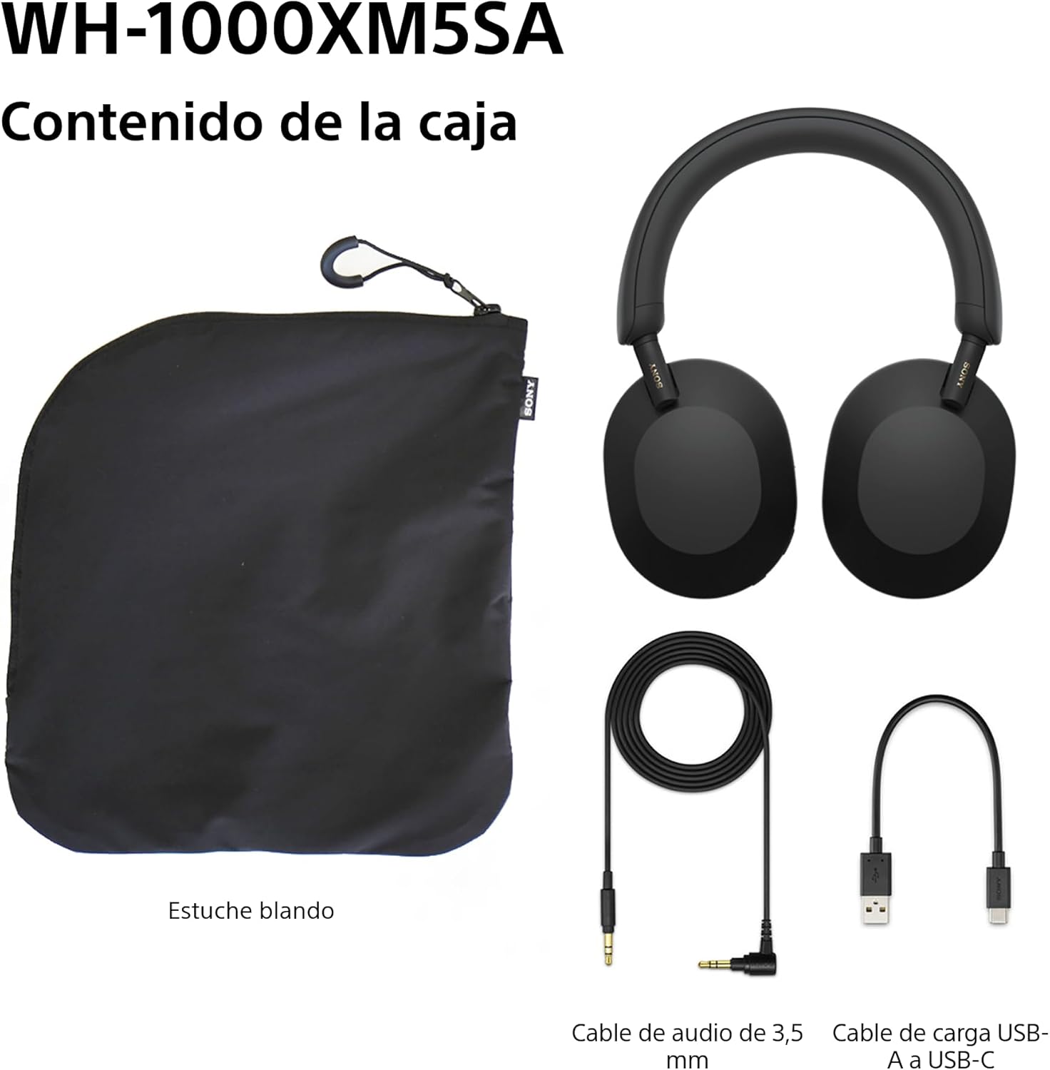 Sony WH-1000XM5SA Edición Especial con Estuche Blando Auriculares inalámbricos Premium y Noise Cancelling, Bluetooth, Llamadas de Calidad, Hi-Res, hasta 30 H de batería, Negro 12