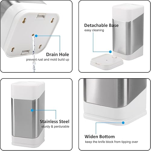 Miniatura 4 de RedCall Soporte universal para cuchillos de cocina, bloque de cuchillos universal de acero inoxidable para encimera de cocina, organizador de