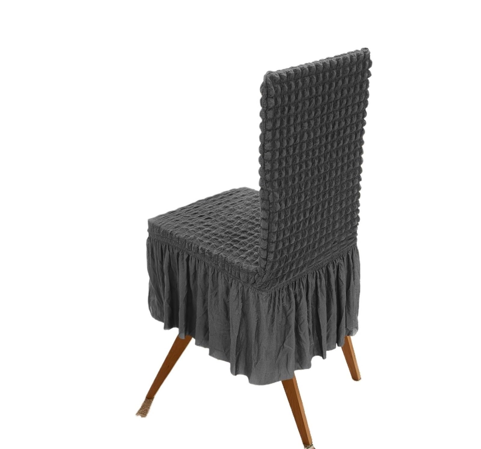 Stuhlhussen 6-teilige Stuhlhussen mit Rock for Hochzeiten, Stretch-Stuhlhussen, Stretch-Stuhlhussen mit Rock(Beige)