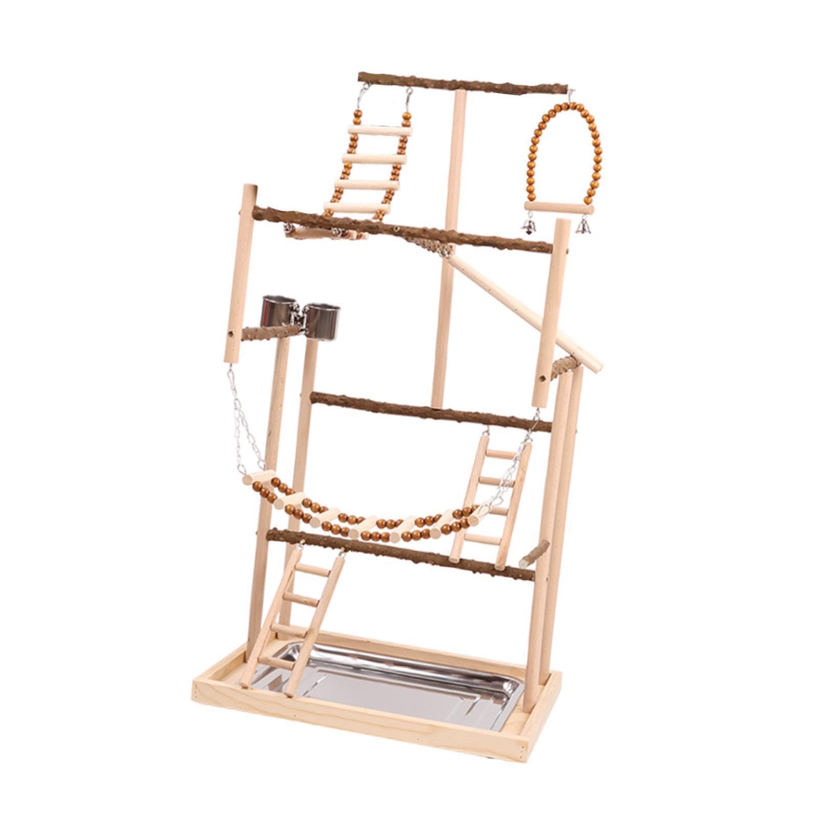 Gimnasio para pájaros, Percha de para Madera para Escalar, Parque Infantil para cacatúas, agapornis, periquitos y Loros