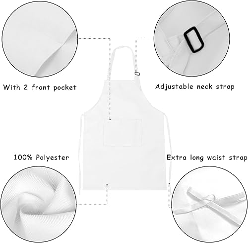 Miniatura 3 de 2 delantales para niños, delantales de artistas con bolsillos, delantales de chef ajustables para cocinar, pintura de respaldo de cocina