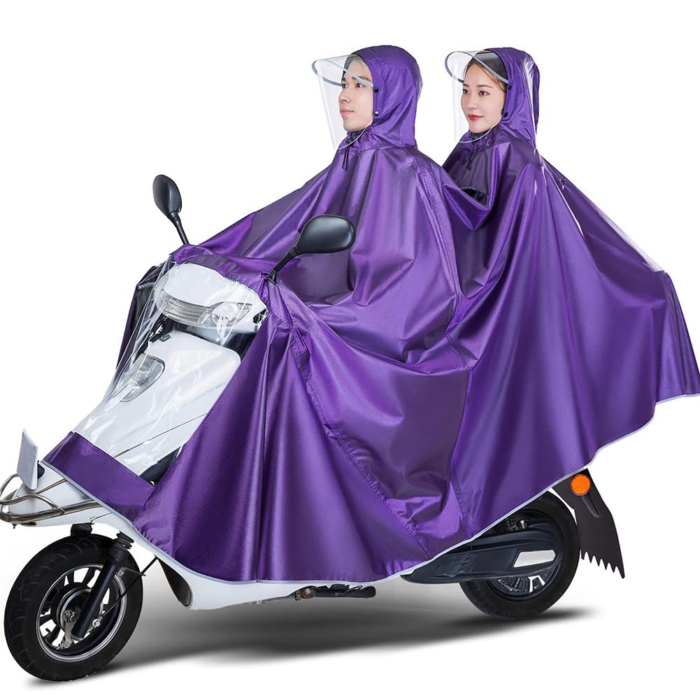 Poncho de motocicleta para hombre y mujer, capa de lluvia para ciclismo, Poncho con capucha, resistente al viento, cubierta para patinete de movilidad (púrpura doble 4XL)
