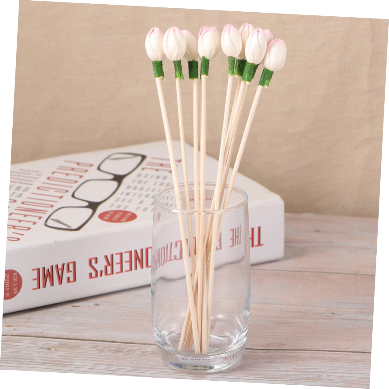 QUMIIRITY 10pcs Rattan Flower Sticks for Diffuser Natural Diffuser Sticks with Decorative Flower Air for Home Office and Events