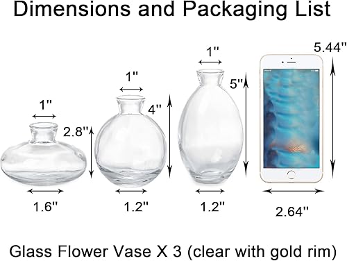 Miniatura 4 de Small Vases for Centerpieces Glass Esmiome - Clear 2sets(6Pcs) Bud Vases, Short Minimalist Vase Clear Modern Flower Vase Mini Tiny Vases Cute