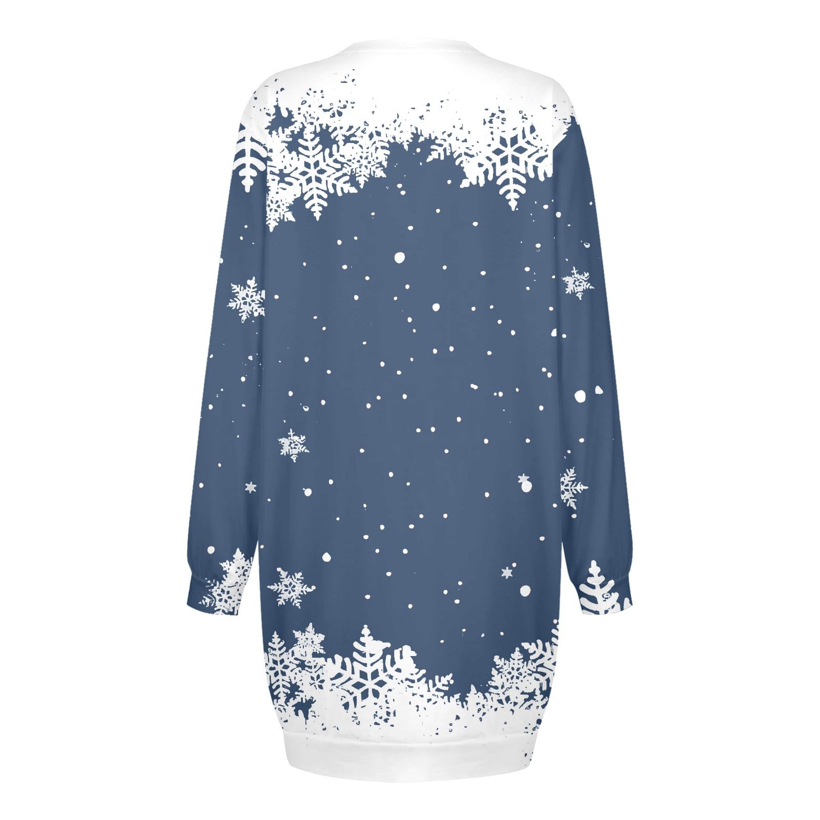 Generisch Comodo abito da donna con stampa natalizia, a maniche lunghe, con cappuccio, con tasche, per occasioni festive