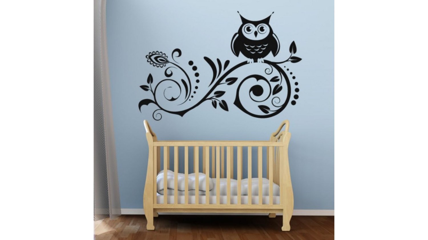 Personalized Name Owl & Branches Nursery Wall Decal - Baby Girl Room Decor - Vinyl Sticker Mural - View #4