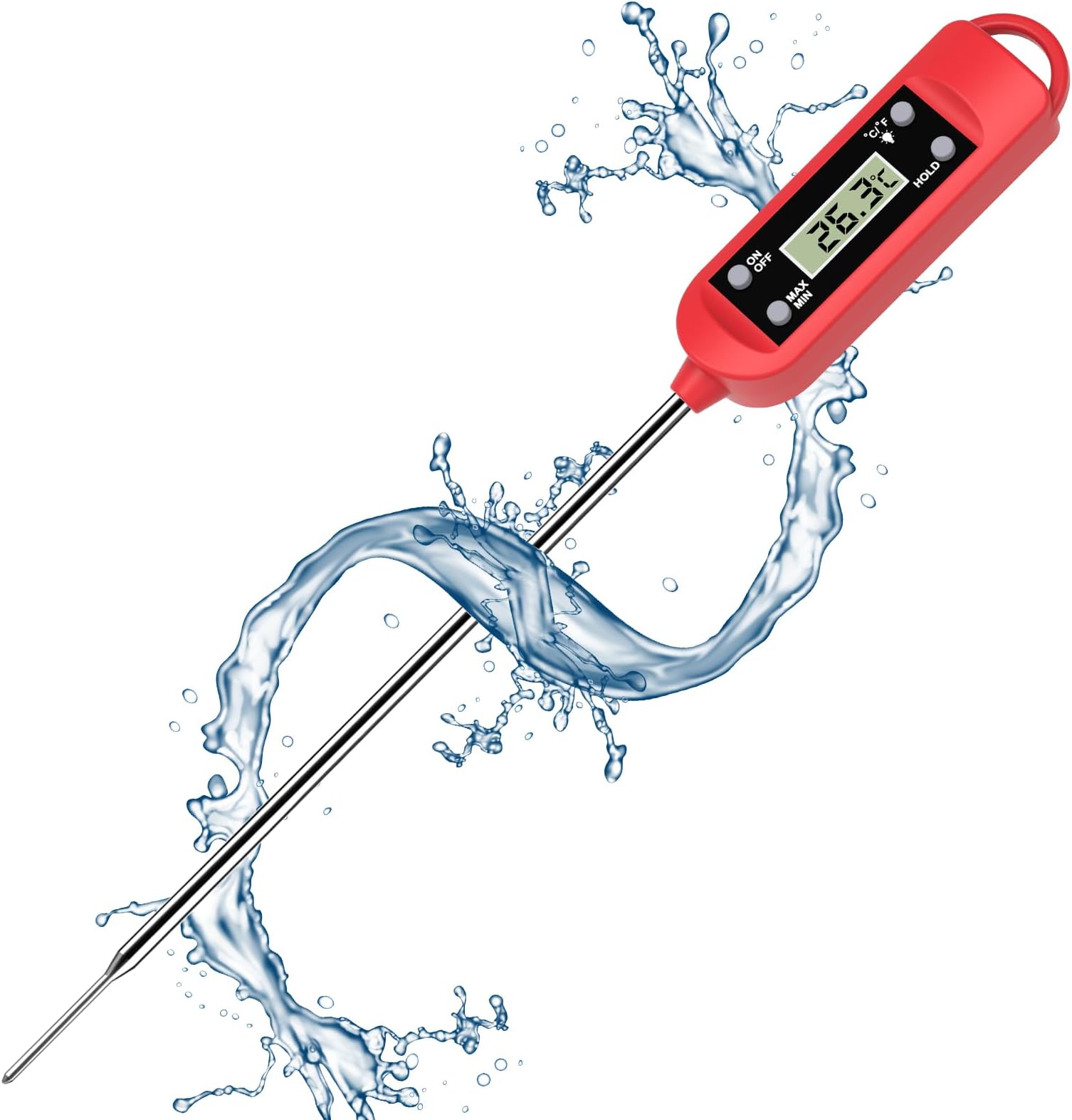 Meat Thermometer Grill Thermometer Kitchen Thermometer Preserving Thermometer Cake Bottles Thermometer Kitchen Cooking Water Milk Baby Household Thermometer LCD Digital Roasting Thermometer with Long