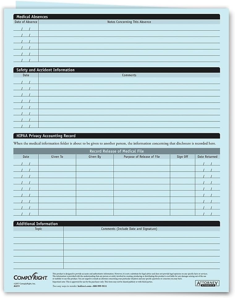 Complyright Confidential Employee Medical Records Folder | 25 Pack