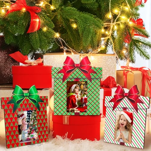 Cadres photo de Noël Whaline bois | Déco de table festive 27x23 cm