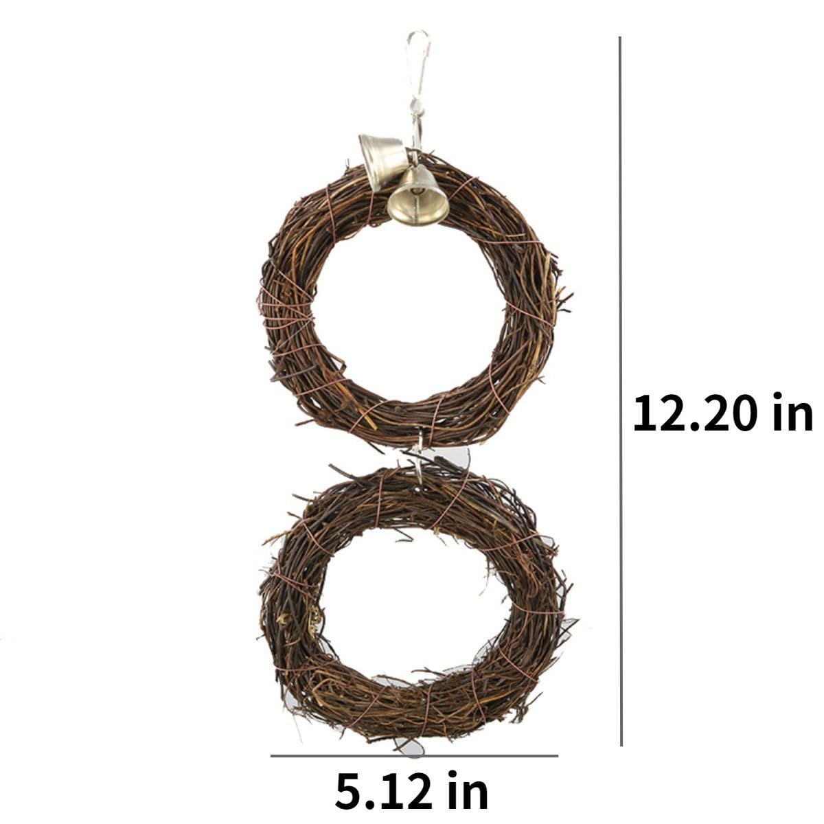 Bird Swing Toys Parrot Toy Chew Toys Garlands for Decor Hanging Ornament Bird Swing Toy Hanging Bird Perch Hanging Grapevine Double Wreath Climbing Toy Bird Rattan Round Swing Toy for Cockatiel Conure