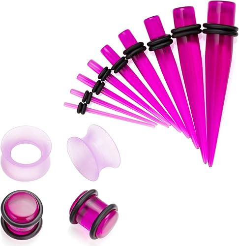 Miniatura 2 de NASAMA Kit de estiramiento de calibre de oído de 50 piezas, tapones de silicona para dilatadores de 14G-00G, juego de dilatadores de dilatadores