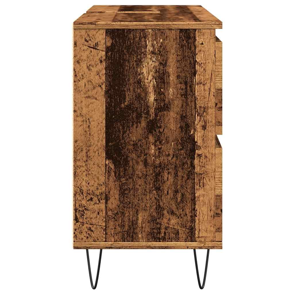 Armario de baño madera vieja 80x33x60 cm madera ingeniería L235