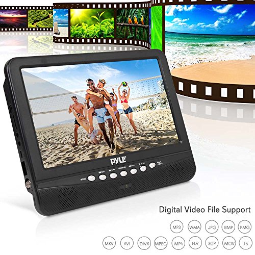 9 Inch Portable Widescreen TV - Smart Rechargeable Battery Wireless Car Digital Video Tuner, 800x480p TFT LCD Monitor Screen w/ Dual Stereo Speakers, USB, Antenna, Remote, RCA Cable - Pyle PLTV9553