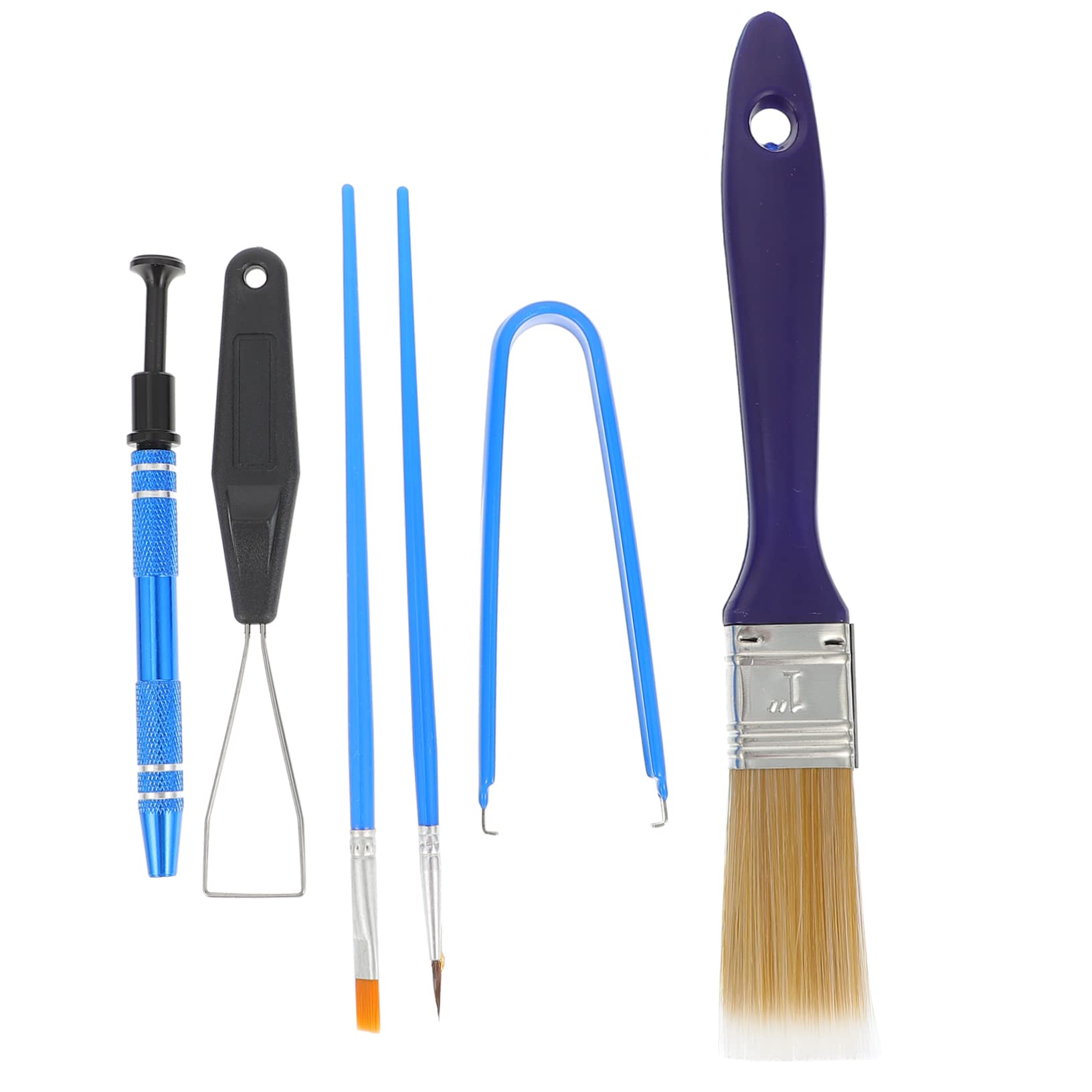 Mikikit 1 Set Keyboard Cleaning Kit Key Cap Puller Brush Non-Slip Electroplating Surface for Easy Use