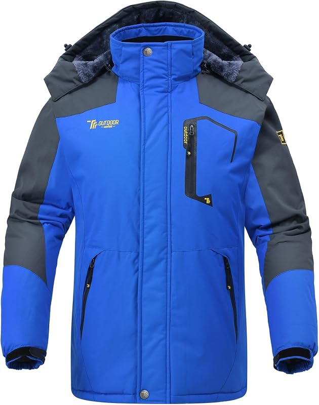 Rdruko campera de esquí para nieve para hombre Abrigo de invierno impermeable con aislamiento | Forro polar, cálido, térmico, resistente al viento, grueso, con capucha, 4 bolsillos, snowboard, exterior, senderismo