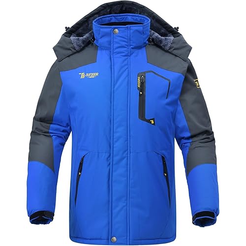 Rdruko Men's Ski Snow Jacket Waterproof Insulated Fleece Outdoor Mountain Hooded Winter Coat