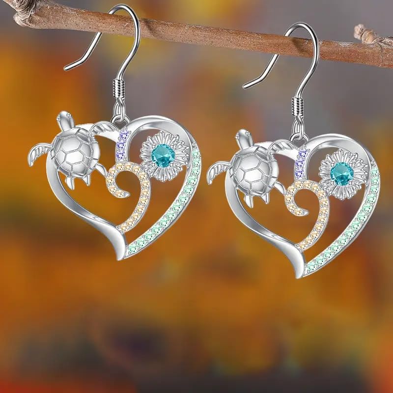 Sea Turtle Earrings,Ocean Beach Animals Dangle Hypoallergenic Animal Jewelry Gifts for Women - Image 2