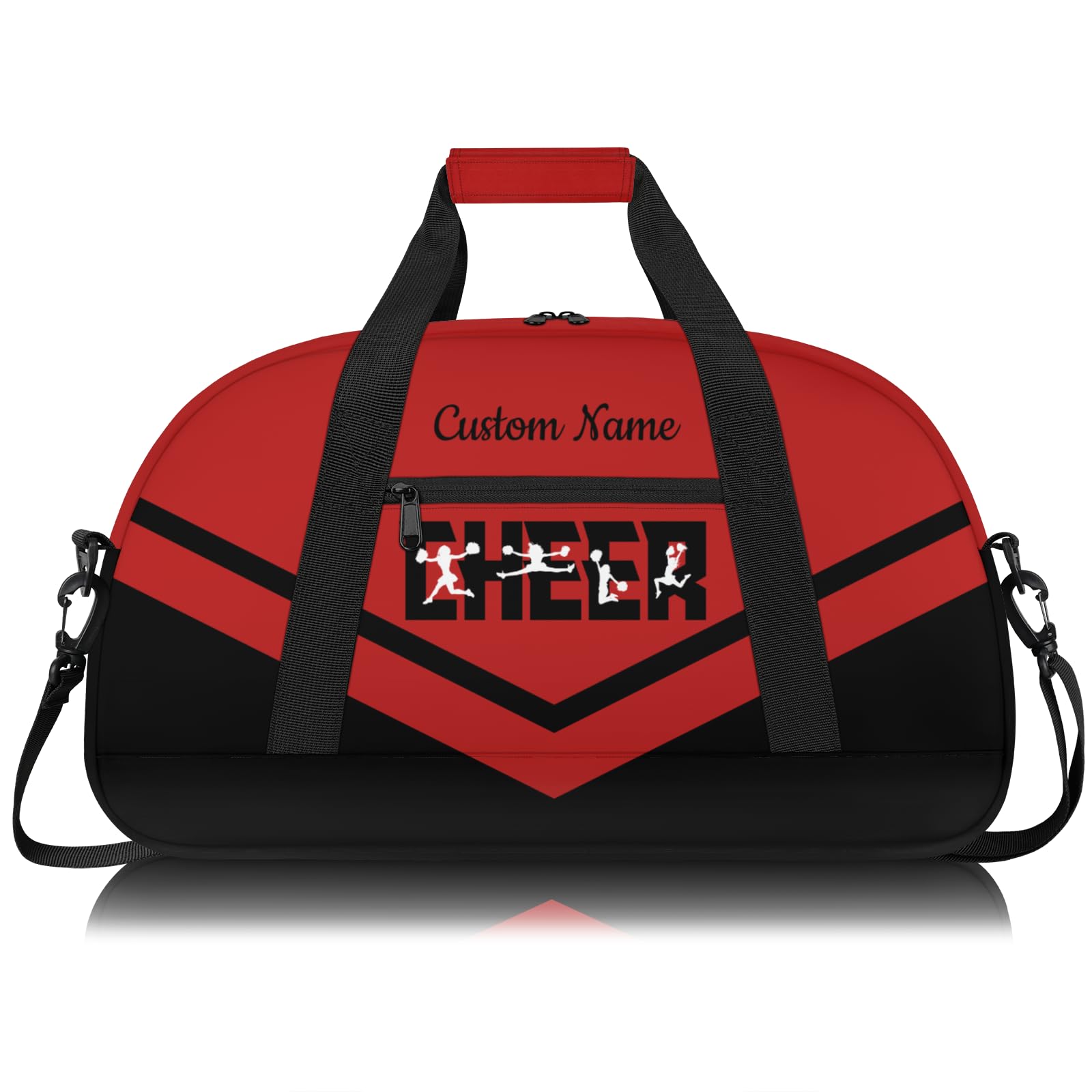 Personalised Cheerleading Duffel Bag for Girls | Custom Name Waterproof Sports Bag for Cheer, Gym & Travel | Cheerleader Team Gifts Bag with Adjustable Shouler Strap, Red Black