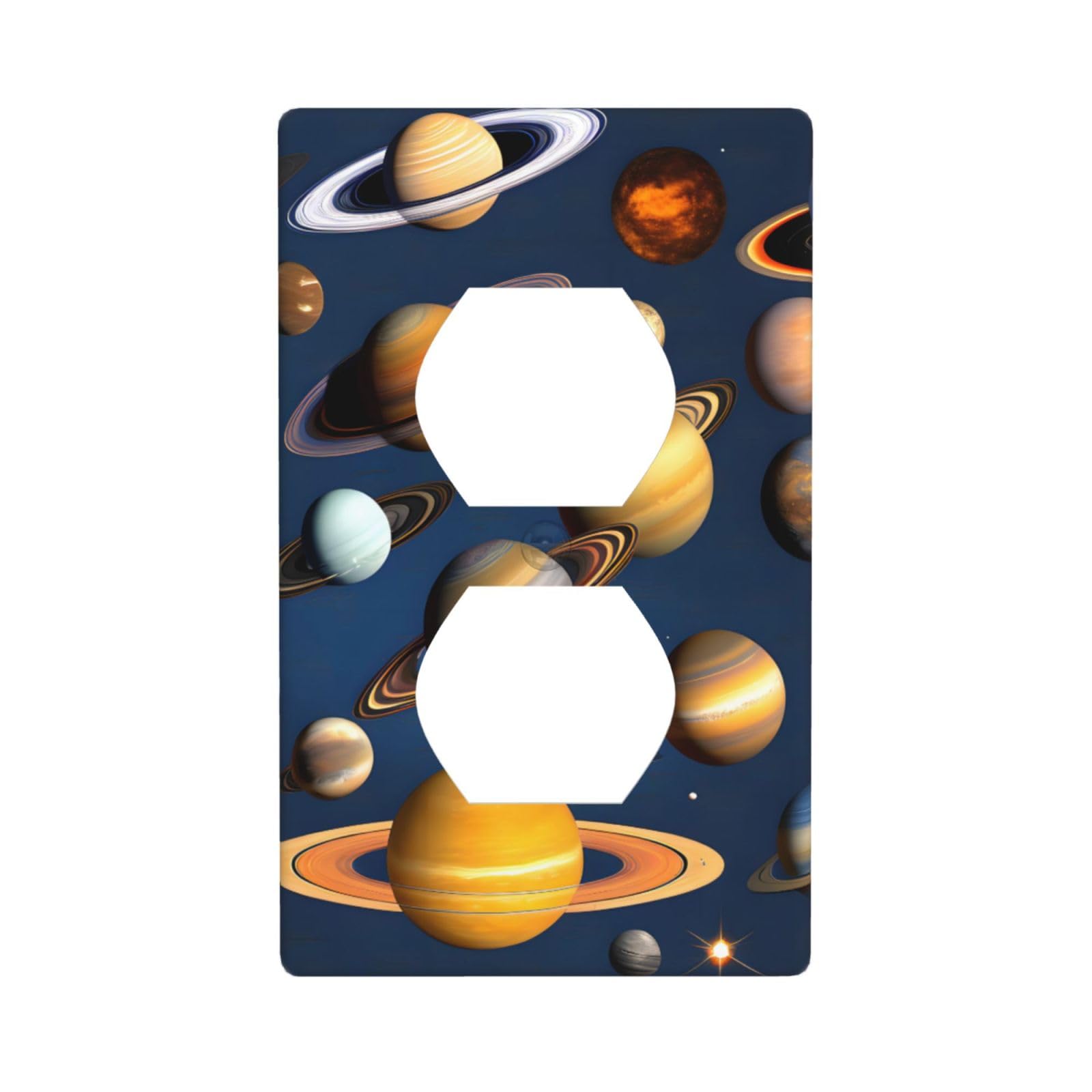 Solar System Planets Decorative Switch Plate Cover-Unbreakable Polycarbonate Wall Plate for Home Office, 1 Gang with Screws