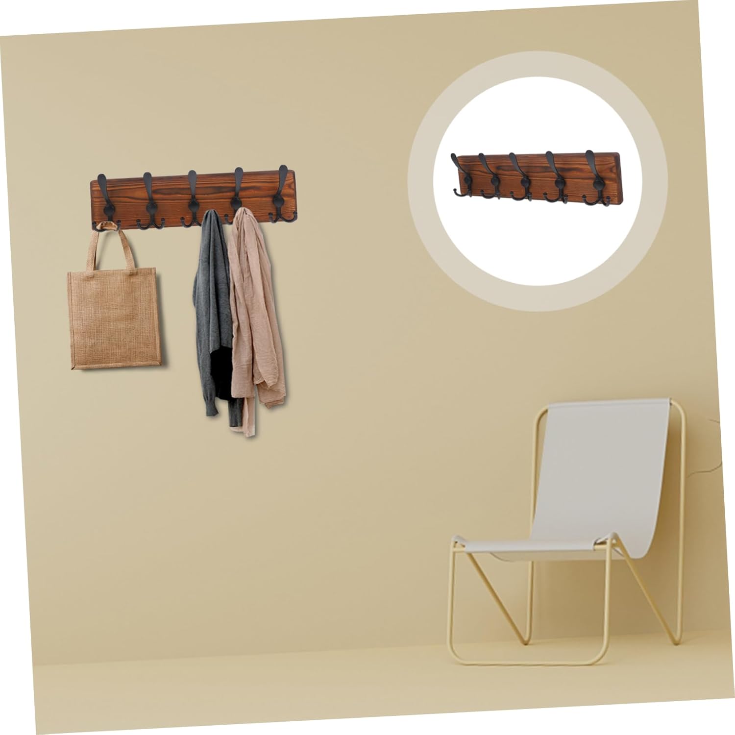 Wall Mounted Key Rack Vintage Wooden Hanger with Multiple Hooks for Hats Towels Robes and Keys Easy Installation Strong Load Bearing Space Saving Design
