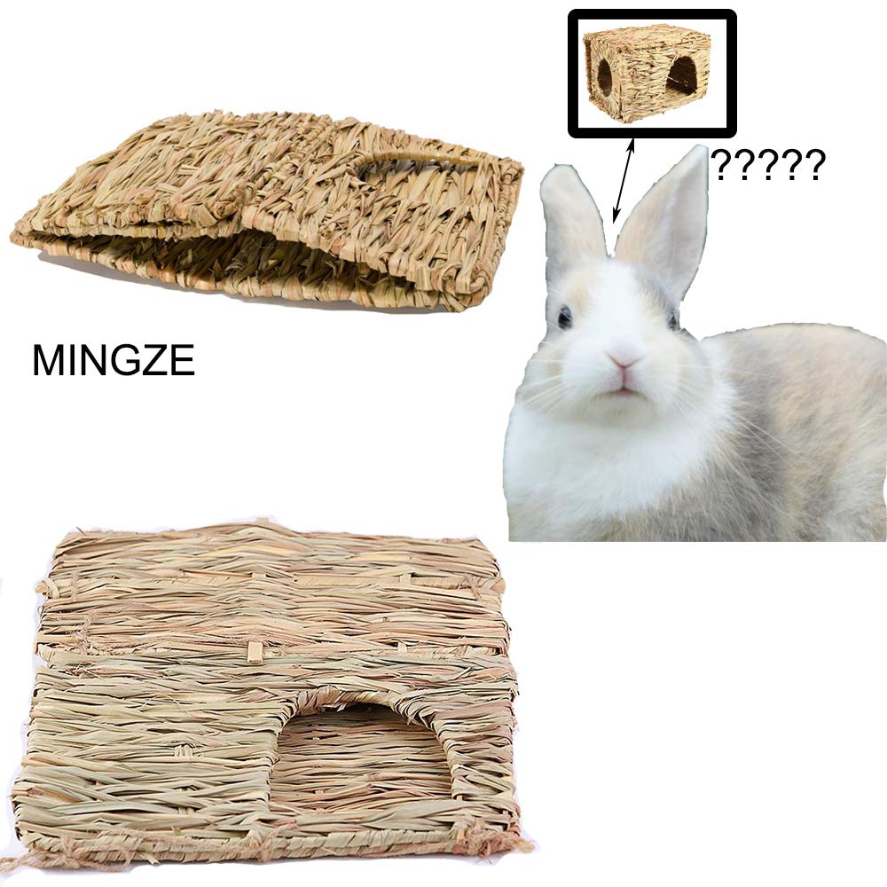 Folding Straw House, Rabbit Grass House, para Rabbit Guinea Chinchilla Hurón, Multi-Utilidad, Comestible, No tóxico, Chew Toy para animales pequeños