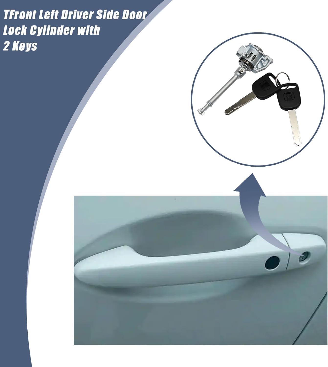 XQSMWF Front Left Driver Side Door Lock Cylinder with 2 Keys 04921TBAA01 Compatible with Honda Civic 2016 2017 2018 2019 2020 2021 Replace 04921-TBA-A01