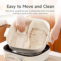 Vista 6 de Joydeem - Olla caliente eléctrica con divisor, olla doble sabor Shabu Shabu de 6L/6.3 qt, UL listada y protección contra hervido en seco, adecuada