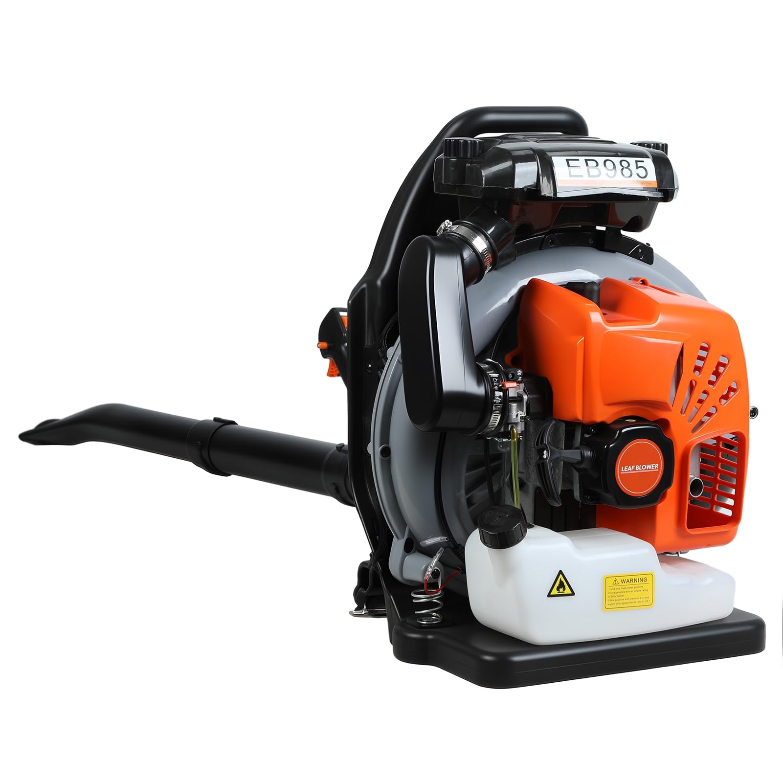 Souffleur de Feuilles Thermique Dorsal à Moteur 2 Temps de 65CC, Souffleur à Essence Haute Vitesse avec Réservoir de 1,7 L de Vent Puissant de 320 km/h pour Jardin et Cour Orange 65cc
